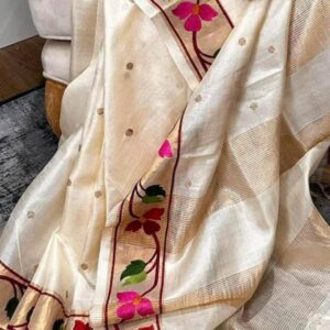 Handloom Tussar Ghicha Silk Printed Saree